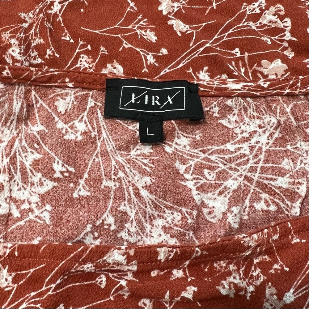 Lira Floral Wrap Skirt Rust White Whisp Flowers Lightweight Flowing Skirt LG - Picture 6 of 7
